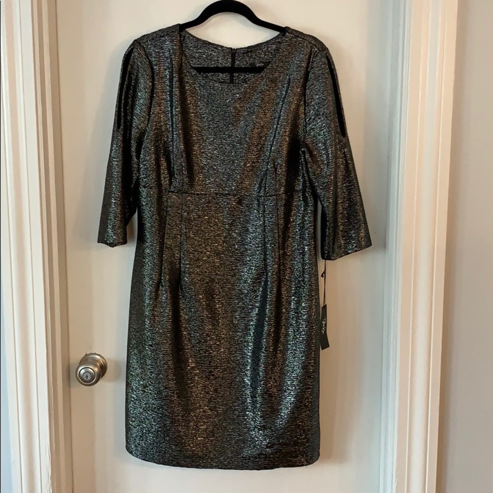 Tyler Kim silver/black crepe dress sz XL